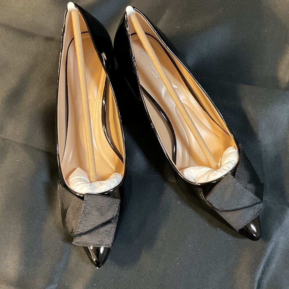 Charles David Black Patent Heels with Bow